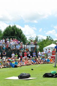 "This is the crowd for Golf Entertainer Dan Boever at John Deere Classic"